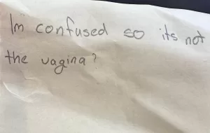 I am confused so it is not vagina